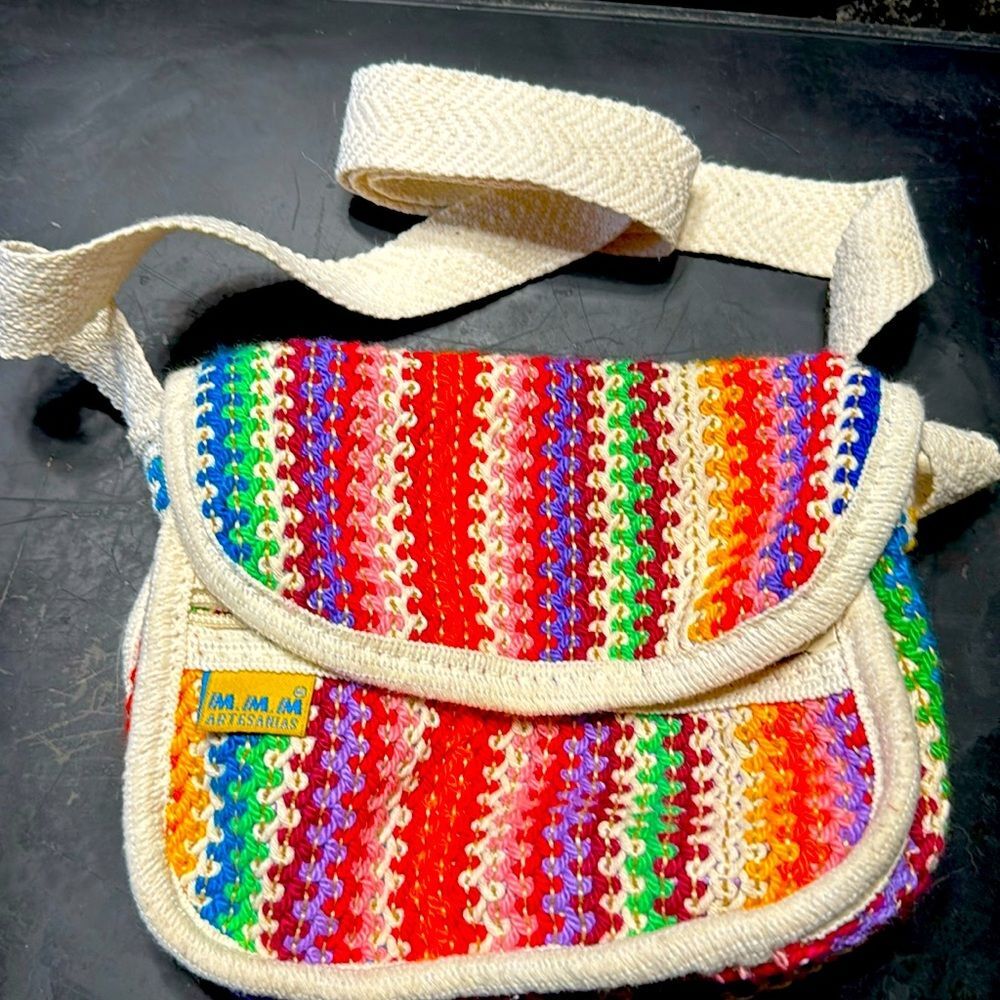 MMM Artesanias Colorful Mexican Woven (2 pocket) purse